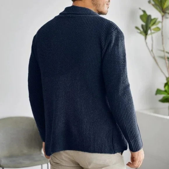 Blue Mens Cardigan - Picture 2 of 4